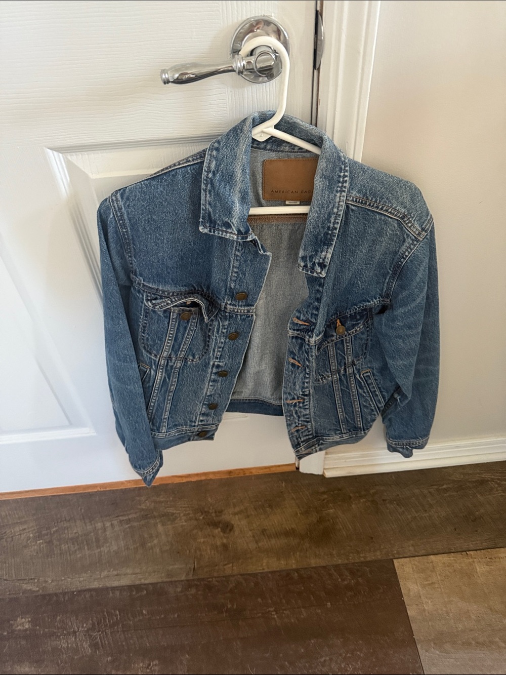 American Eagle Outfitters Medium Blue Denim Jacket - Women's Button-Up Trucker